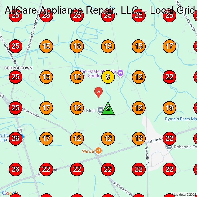 AllCare Appliance Repair, LLC GeoGrid visibility map for Appliance Repair Service in None